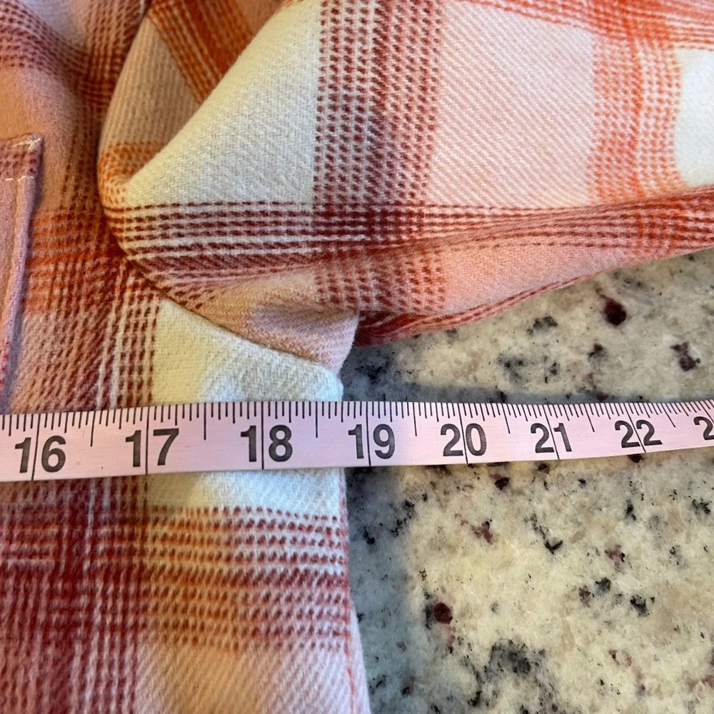 Old Navy Kids XL 14-16 Pink Orange‎ Plaid Flannel Shirt Jacket Shacket